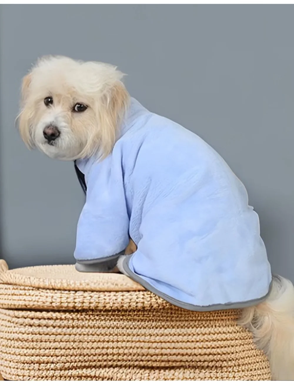 Light Blue Microfiber Dog Drying Coat - Gentle Absorbent Pet Towel-NWOT